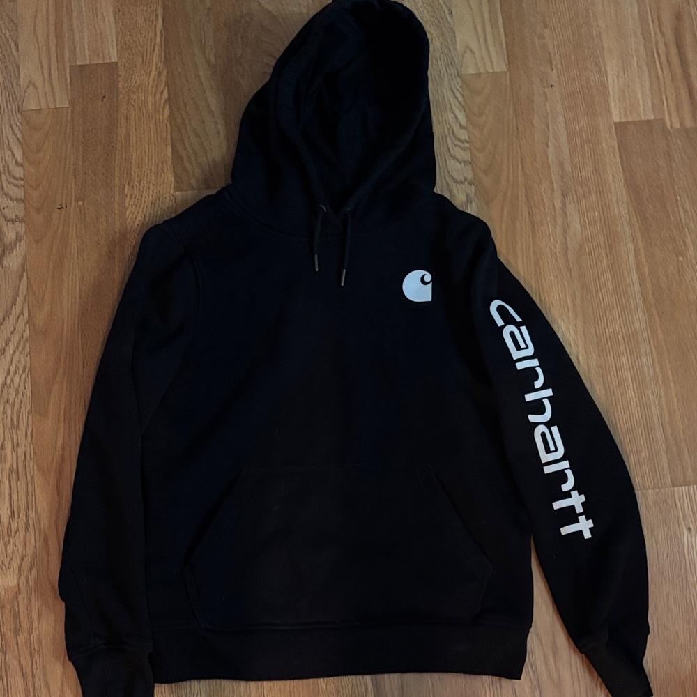 Carhartt Men's Black Hoodie with White Logo